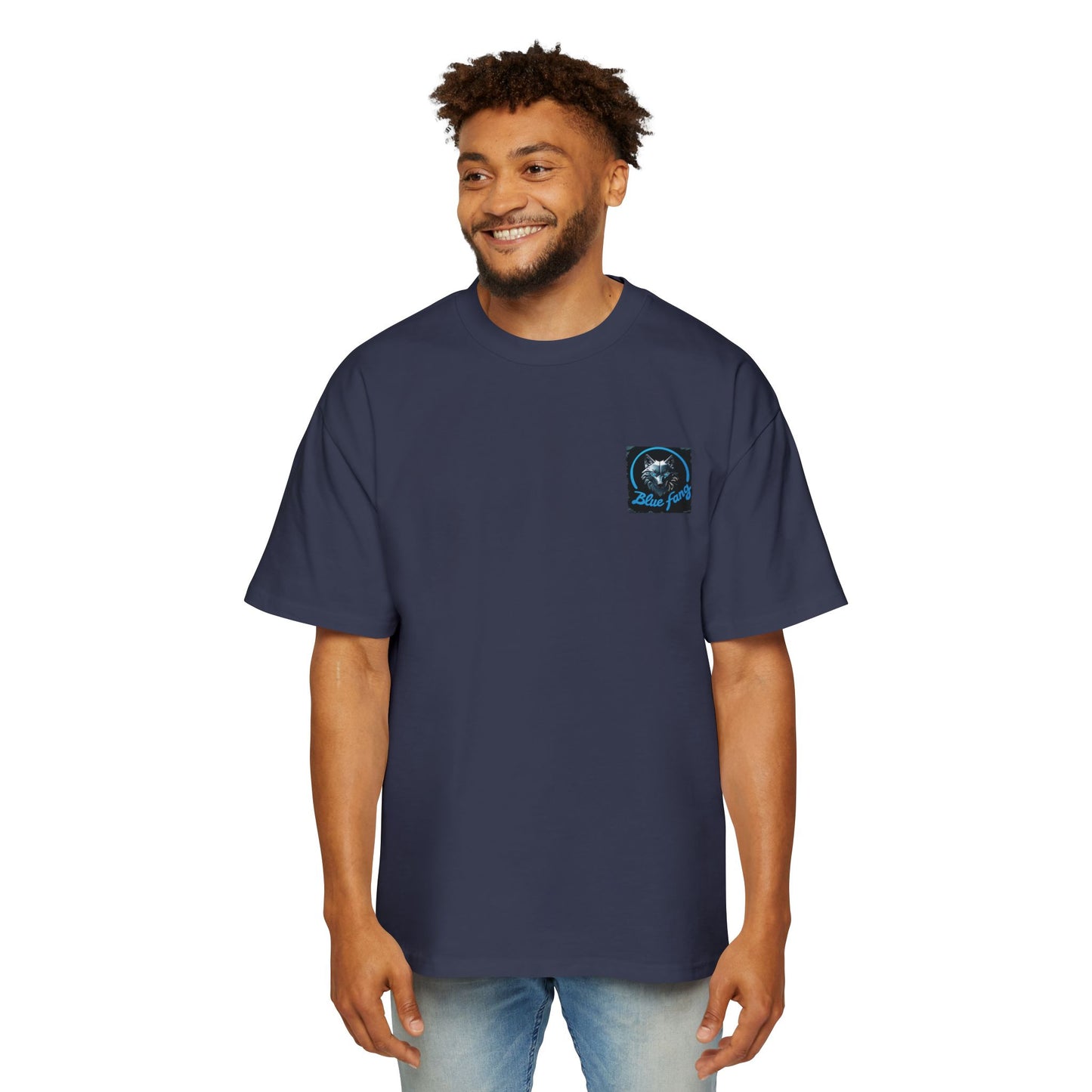 Fearless Blue Fang Men's Heavy Oversized Tee, Graphic Shirt for Casual Wear, Gift for Him, Streetwear Fashion, Unique Art Tee