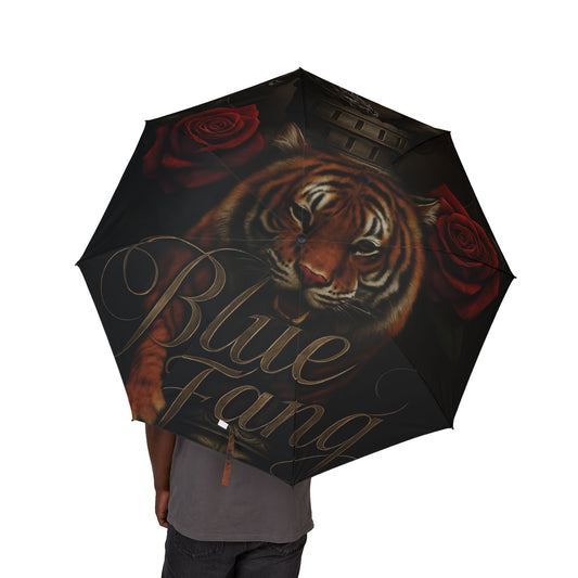Bold Tiger & Roses Umbrella, Unique Foldable Sunshade, Gothic Style Gift for Her, Artistic Rain Protection, Vintage Umbrella Decor