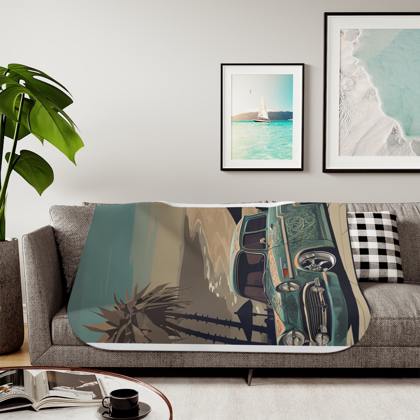 Urban Style Sherpa Blanket - Cozy, Artistic, Perfect for Home Decor, Gifts, or Cozy Nights In, Blue Fang Theme, Plush Throw Blanket