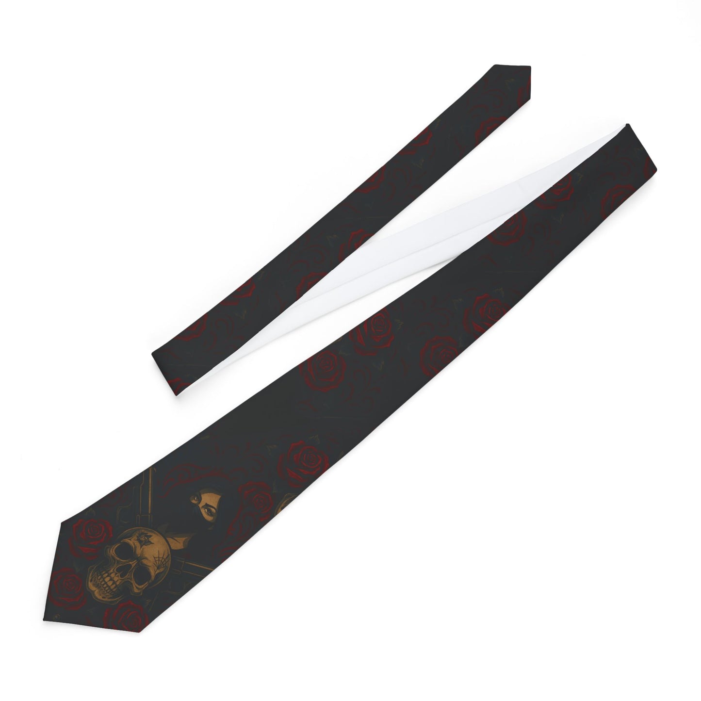 Gothic Skull Necktie, Stylish Accessory, Perfect for Halloween, Unique Gift for Him, Edgy Formal Wear, Trendy Fashion Statement