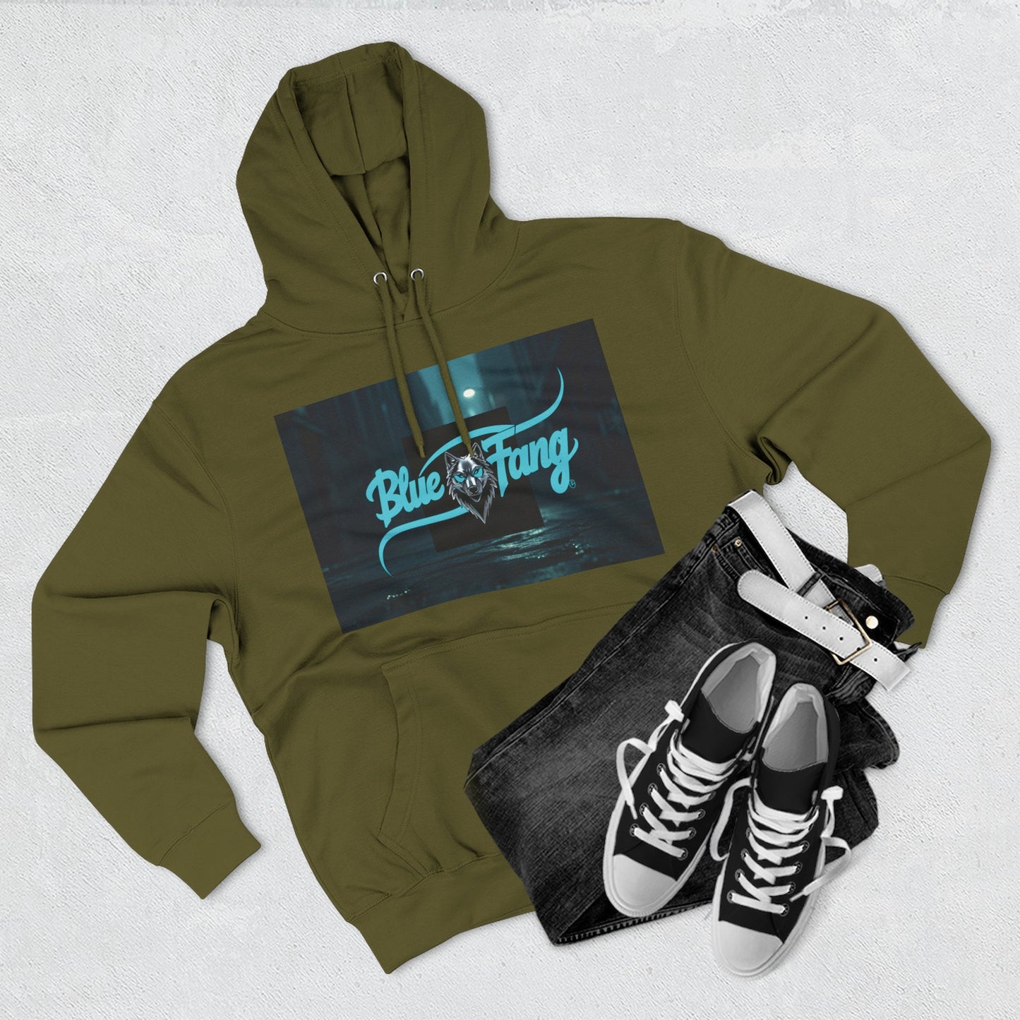 Fearless Blue Fang Hoodie, Fleece Hoodie for Music Lovers, Edgy Streetwear, Gift for Him/Her, Casual Fall/Winter Wear