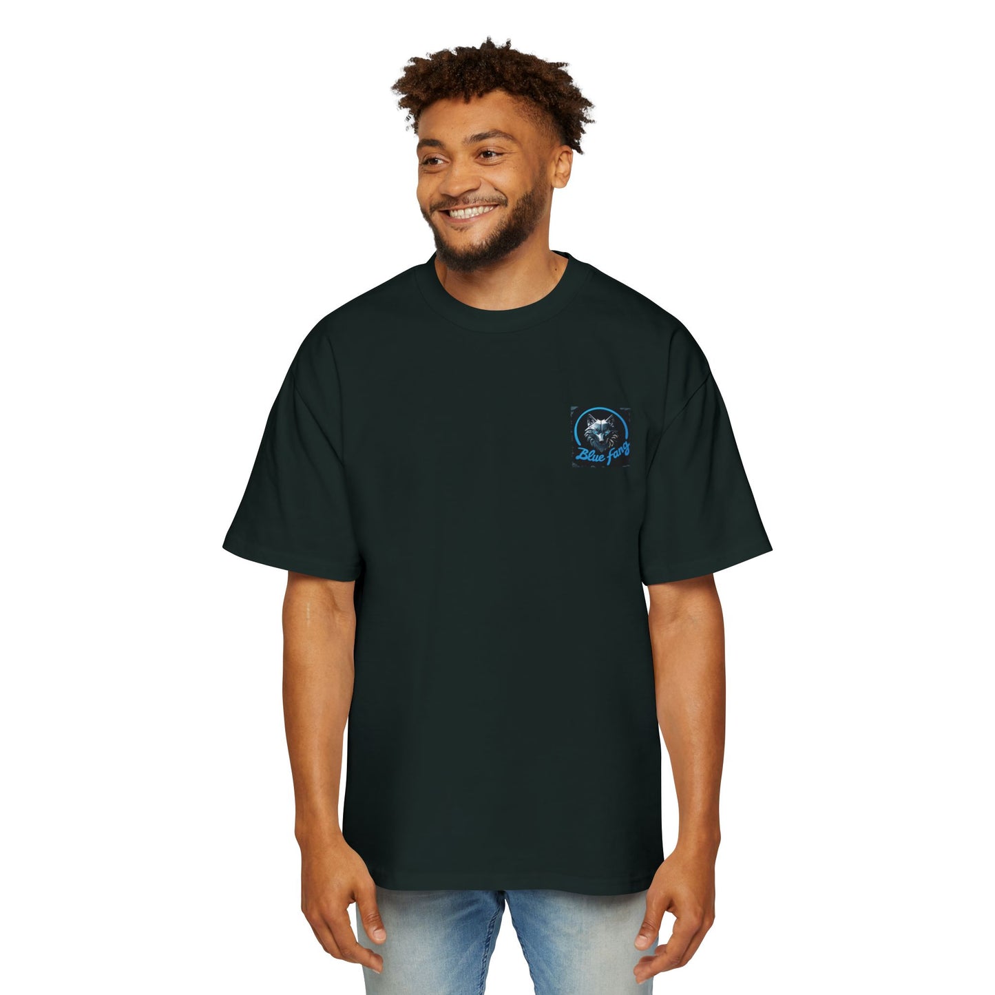 Fearless Blue Fang Men's Heavy Oversized Tee, Graphic Shirt for Casual Wear, Gift for Him, Streetwear Fashion, Unique Art Tee