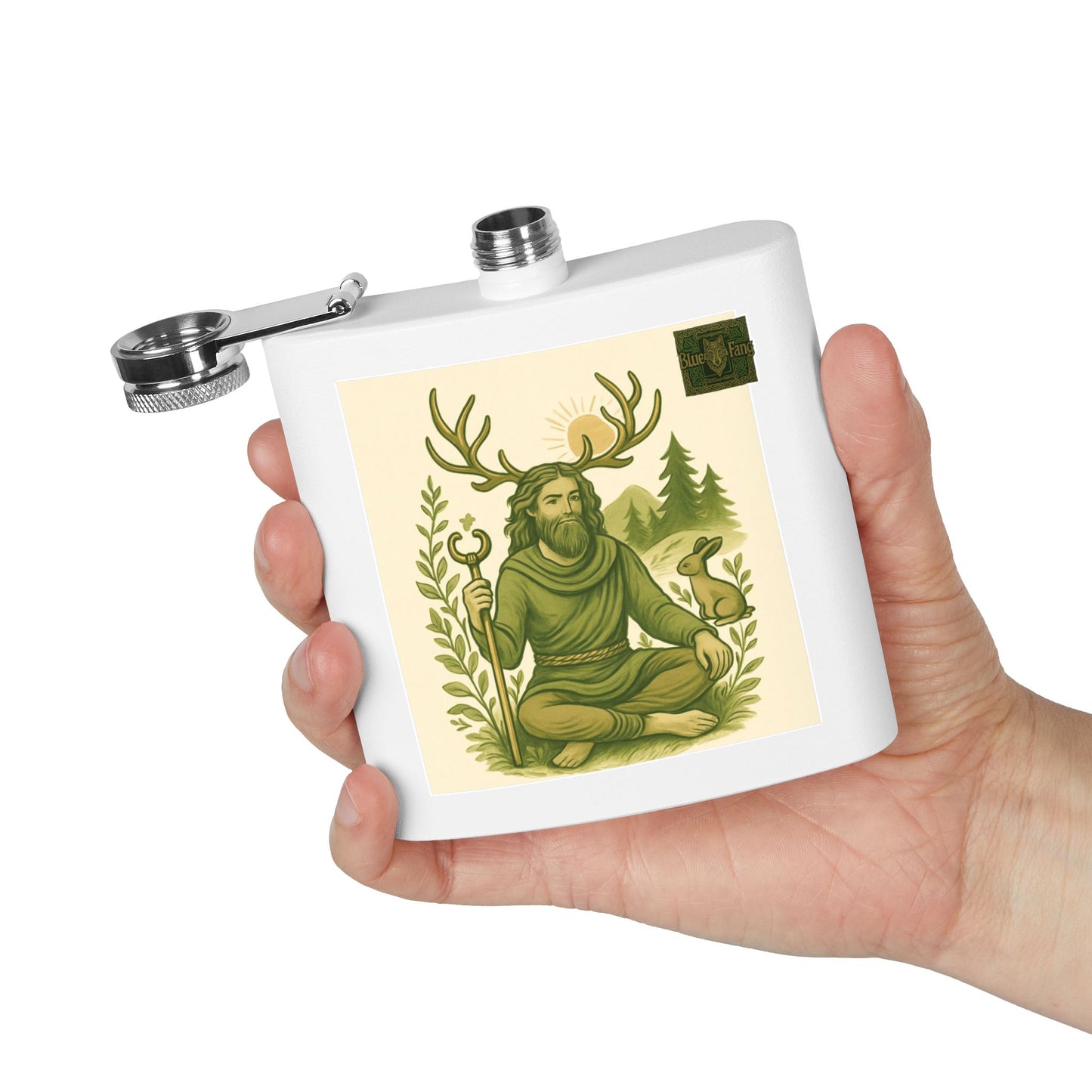 Flask, Celtic Cernunnos Design, 6oz Stainless Steel
