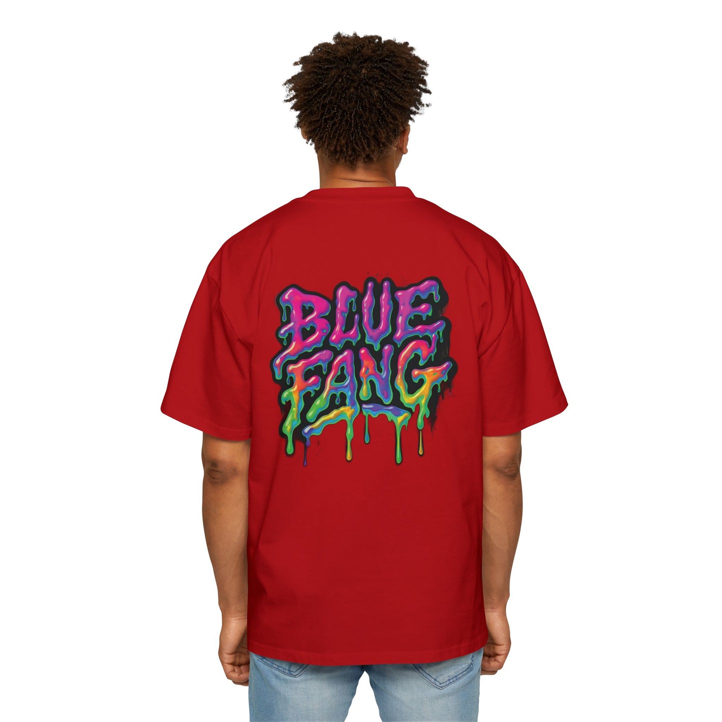 Men's Oversized Graphic Tee - Blue Fang Design, Streetwear Fashion, Casual Style, Unique Gift for Men, Trendy T-Shirt