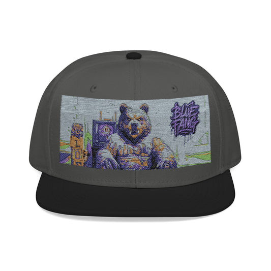 Snapback Cap Embroidered with Edgy Bear Design