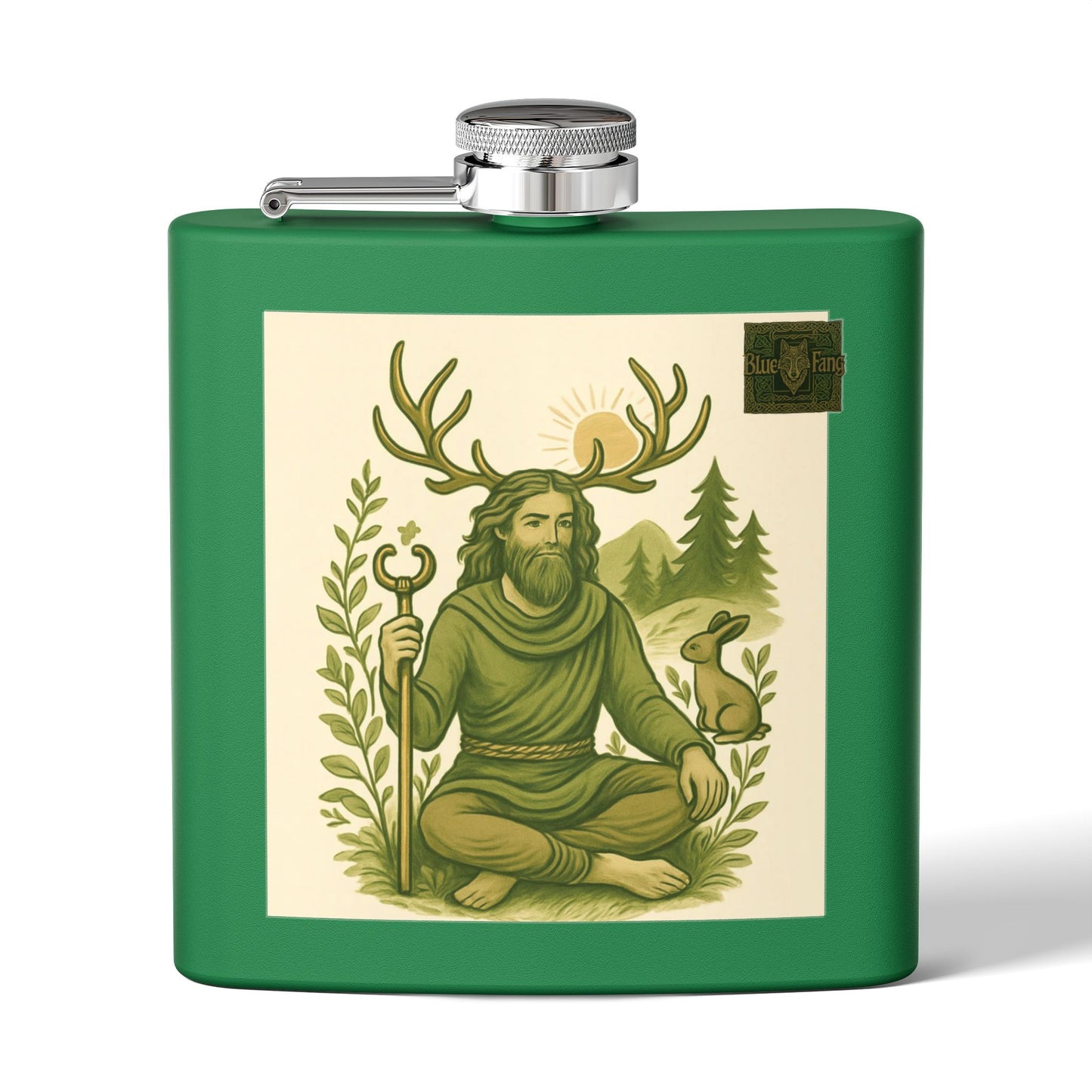 Flask, Celtic Cernunnos Design, 6oz Stainless Steel