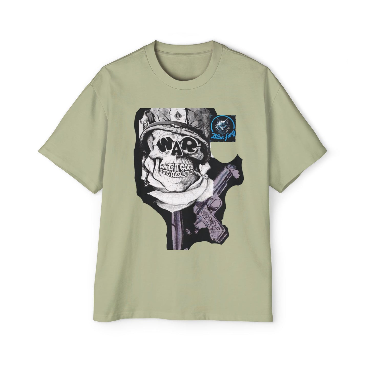 Men's Oversized Graphic Tee - Blue Fang Design, Streetwear Fashion, Casual Style, Unique Gift for Men, Trendy T-Shirt
