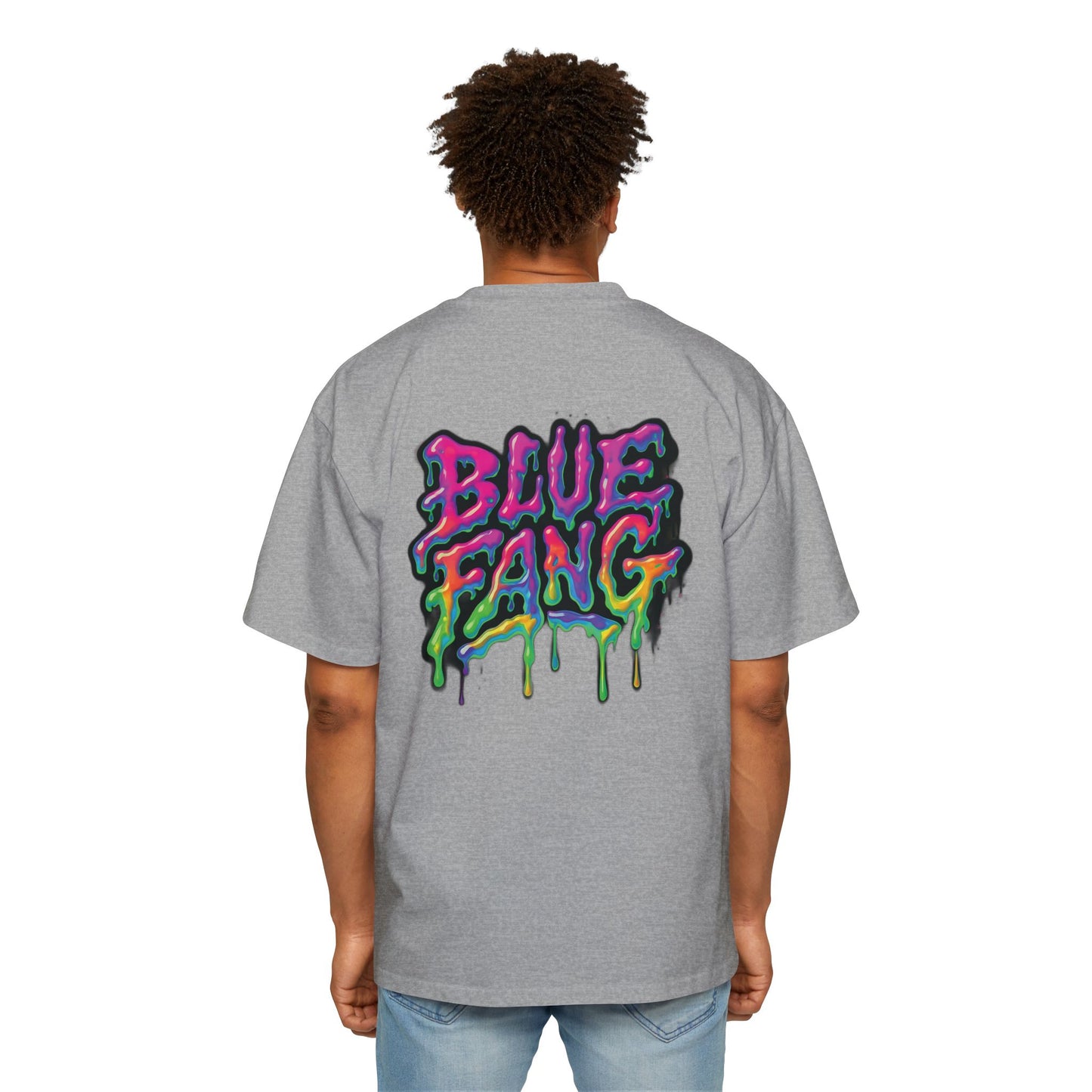 Men's Oversized Graphic Tee - Blue Fang Design, Streetwear Fashion, Casual Style, Unique Gift for Men, Trendy T-Shirt