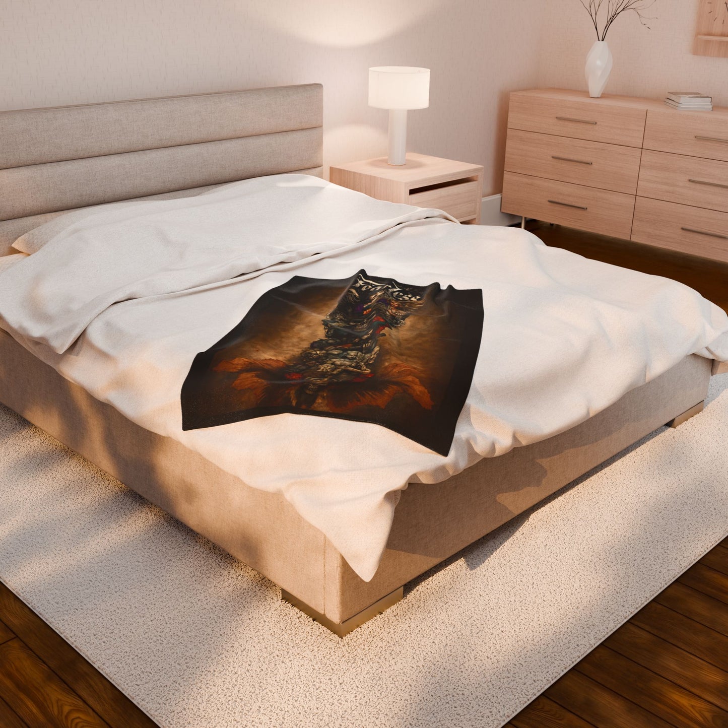 FearlessTattoo Art Velveteen Plush Blanket, Cozy Throw, Unique Gift for Her, Boho Decor, Perfect for Women, Home Comfort