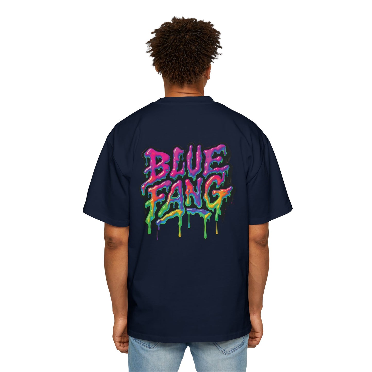 Men's Oversized Graphic Tee - Blue Fang Design, Streetwear Fashion, Casual Style, Unique Gift for Men, Trendy T-Shirt