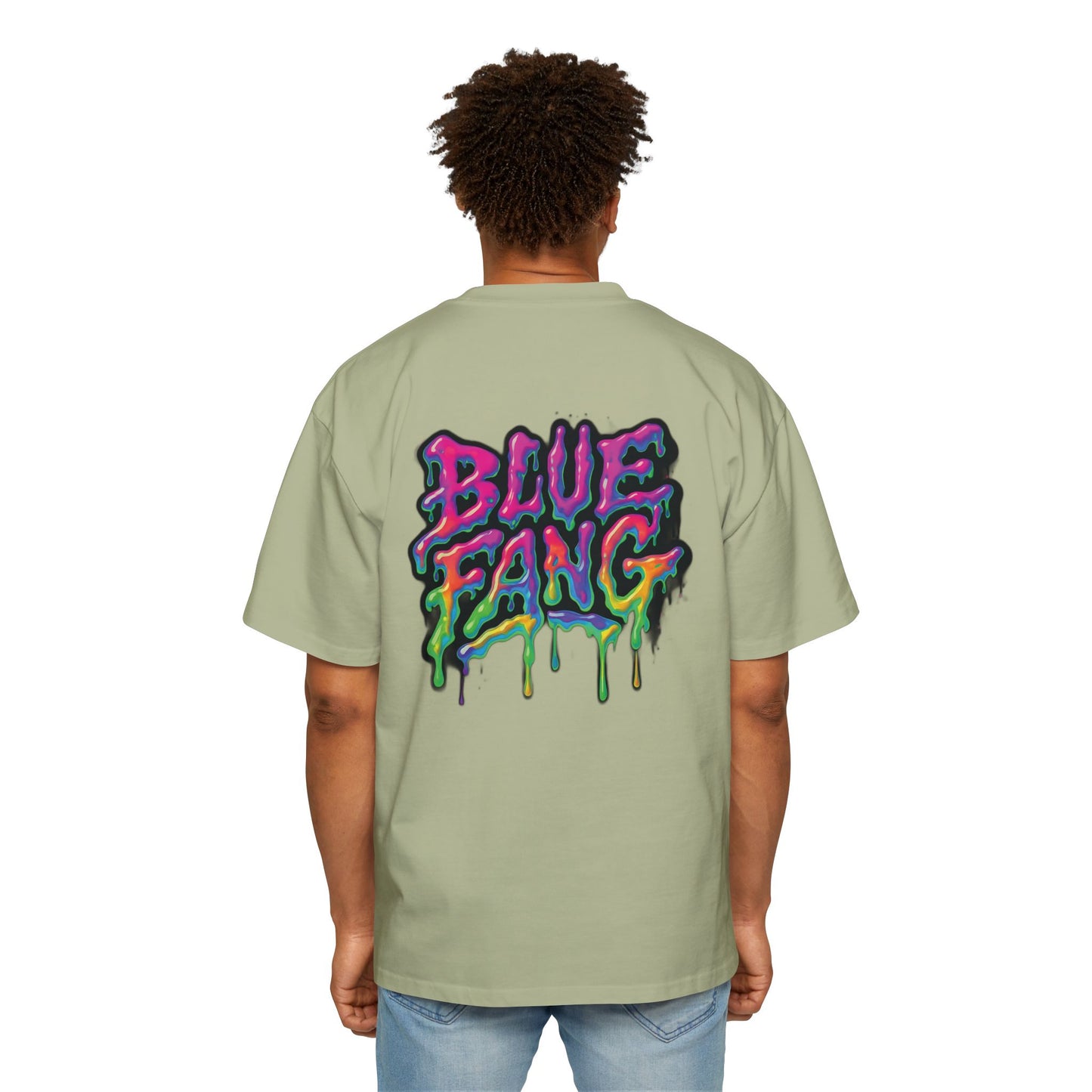 Men's Oversized Graphic Tee - Blue Fang Design, Streetwear Fashion, Casual Style, Unique Gift for Men, Trendy T-Shirt