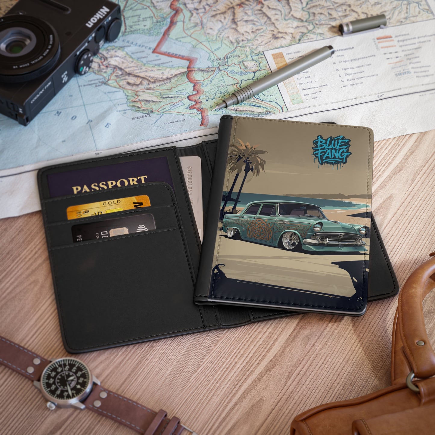 Passport Cover - Classic Car Racing Design