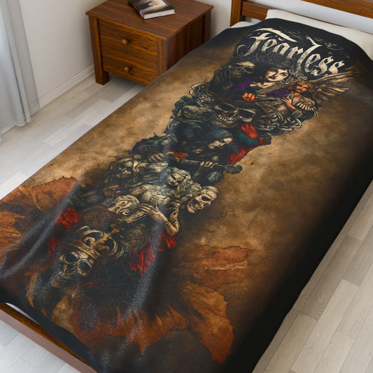 FearlessTattoo Art Velveteen Plush Blanket, Cozy Throw, Unique Gift for Her, Boho Decor, Perfect for Women, Home Comfort
