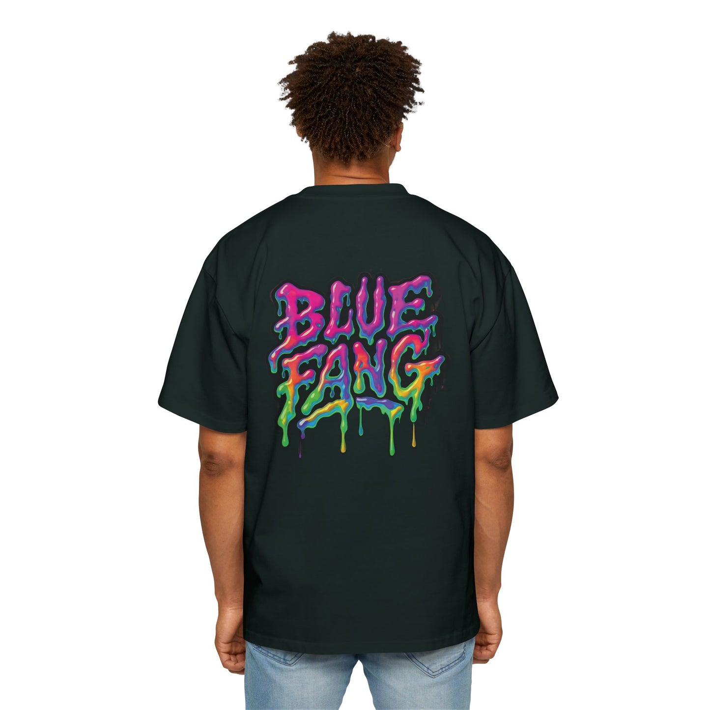 Men's Oversized Graphic Tee - Blue Fang Design, Streetwear Fashion, Casual Style, Unique Gift for Men, Trendy T-Shirt