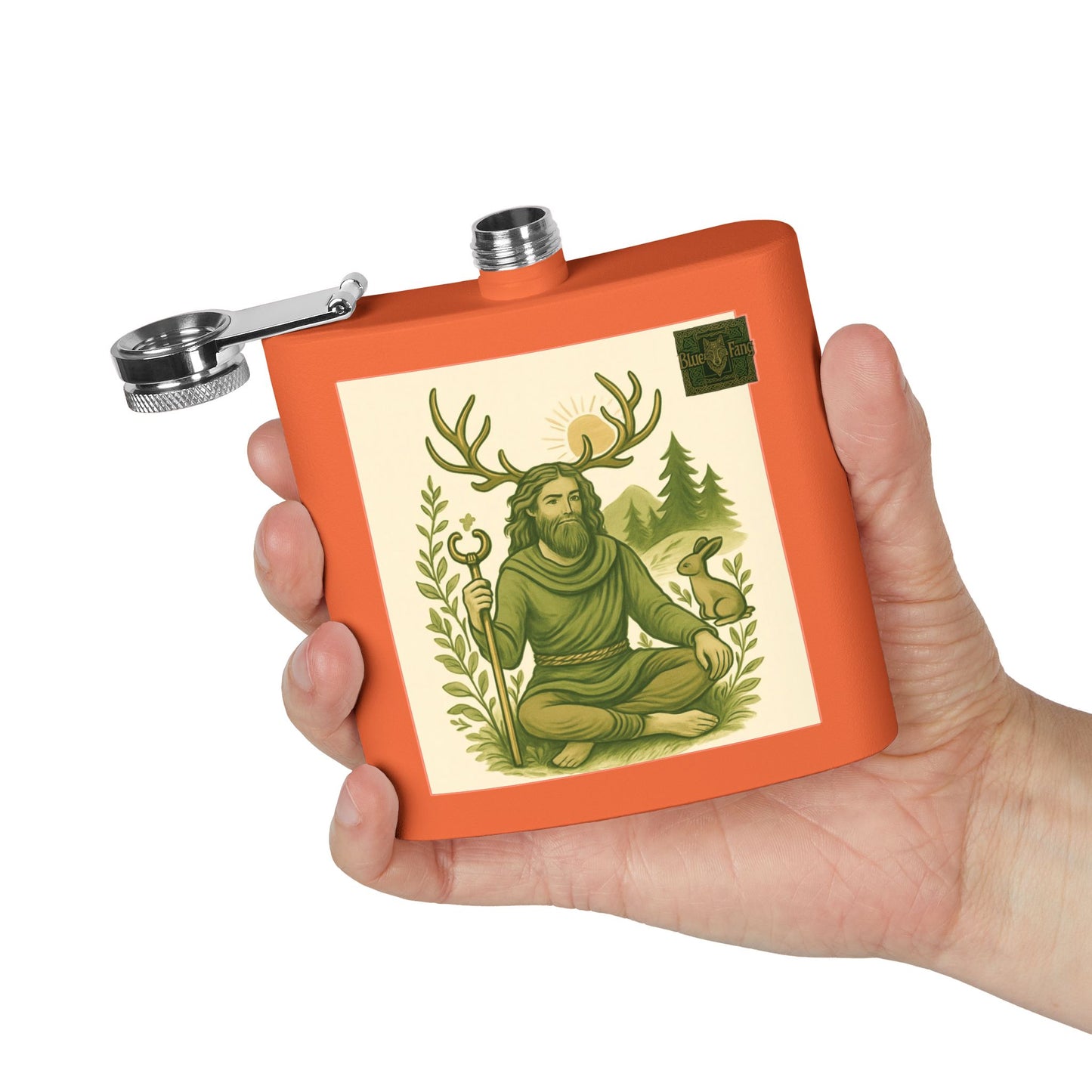 Flask, Celtic Cernunnos Design, 6oz Stainless Steel
