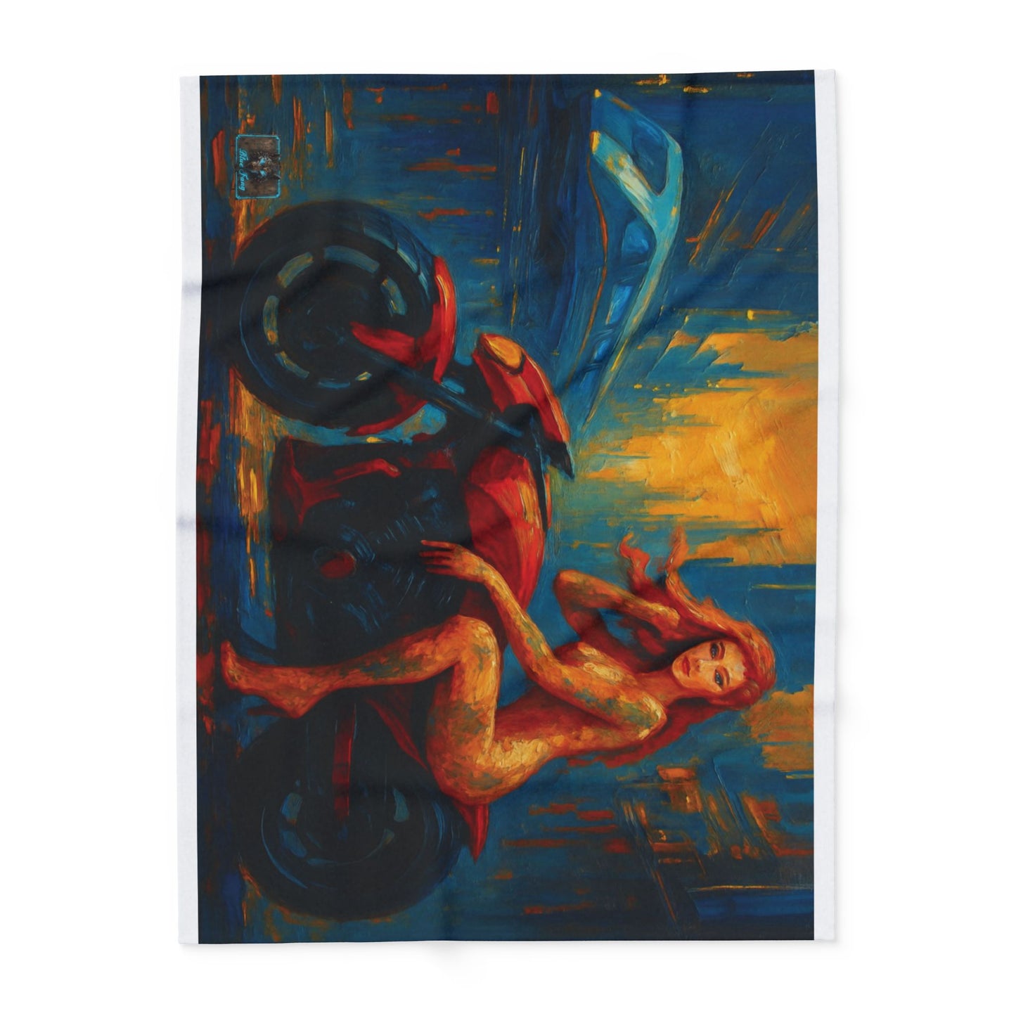 Vibrant Motorcycle Art Fleece Blanket | Cozy Gift for Bikers, Home Decor, Art Lovers | Stylish and Unique