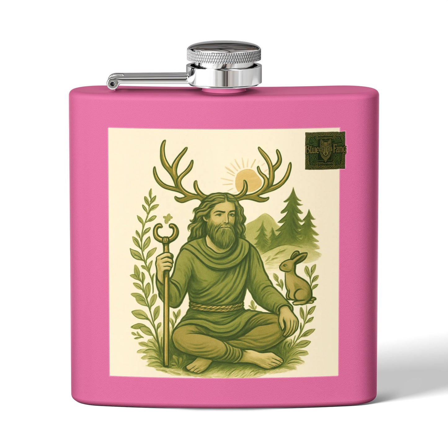 Flask, Celtic Cernunnos Design, 6oz Stainless Steel