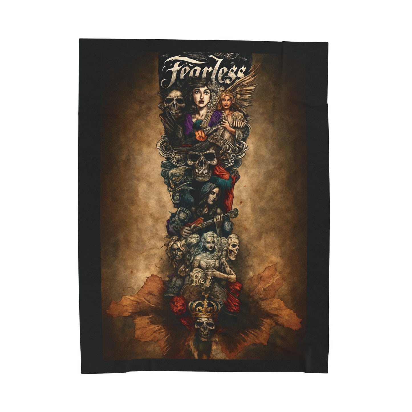 FearlessTattoo Art Velveteen Plush Blanket, Cozy Throw, Unique Gift for Her, Boho Decor, Perfect for Women, Home Comfort